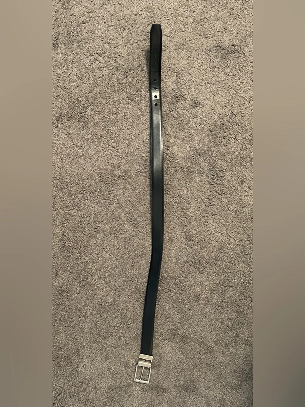 Chaps Unisex Black Leather Belt with Silver Buckle